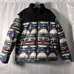 Forever 21 Men's Puffer Jacket Nylon Aztec Southwestern Pattern XL